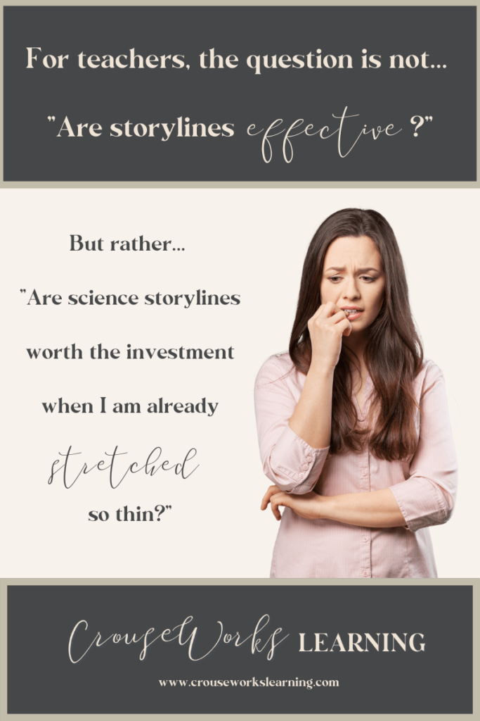 Teacher is not sure if she should invest in storylines for her science class.