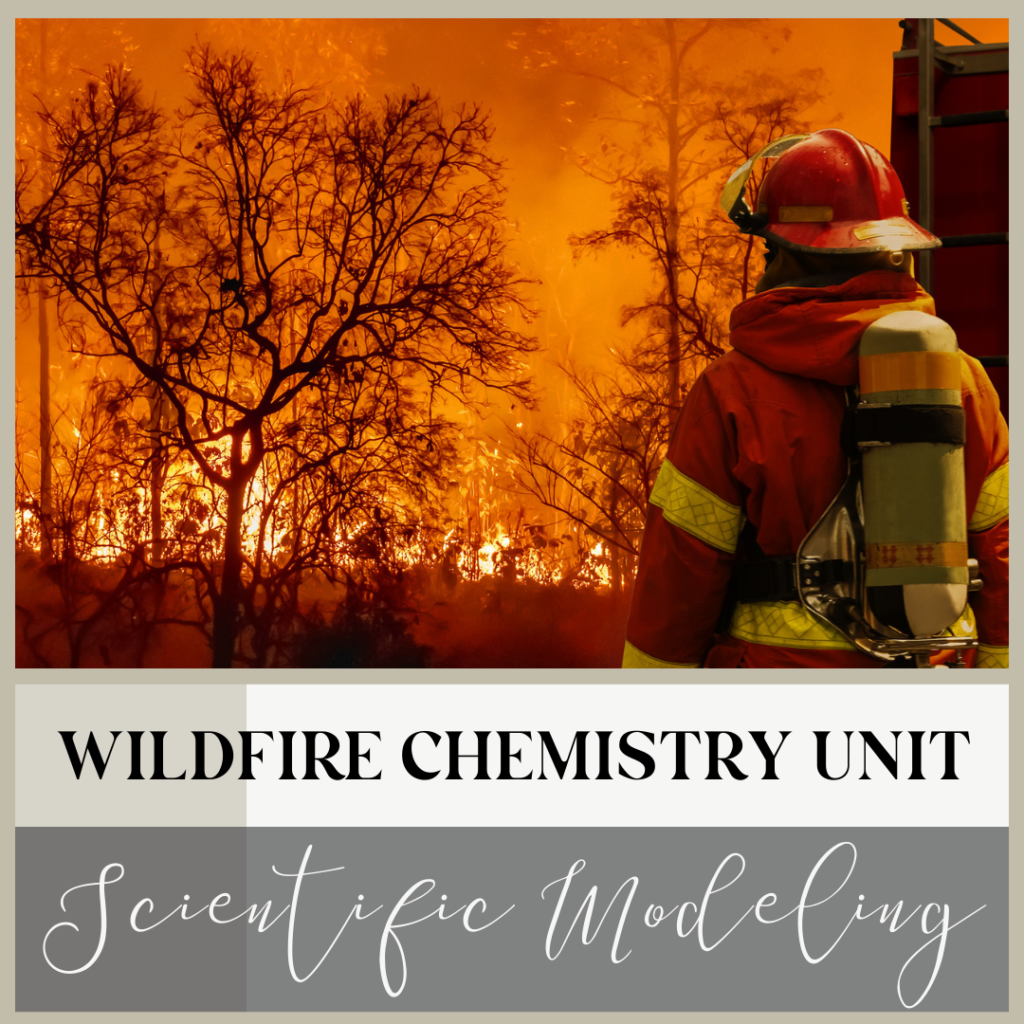 This is the unit cover of the wildfire chemistry unit. It shows a firefighter and wildfire.