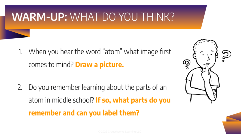 Example of an effective warm-up with Crouseworks Learning lesson