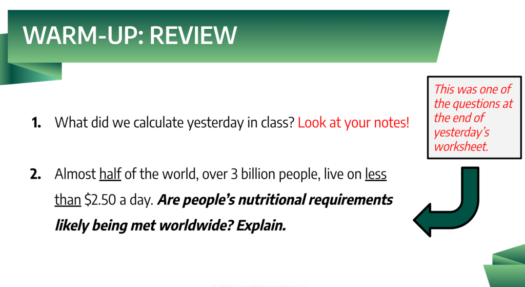 Example of effective warm-up from CrouseWorks Learning LLC lessons