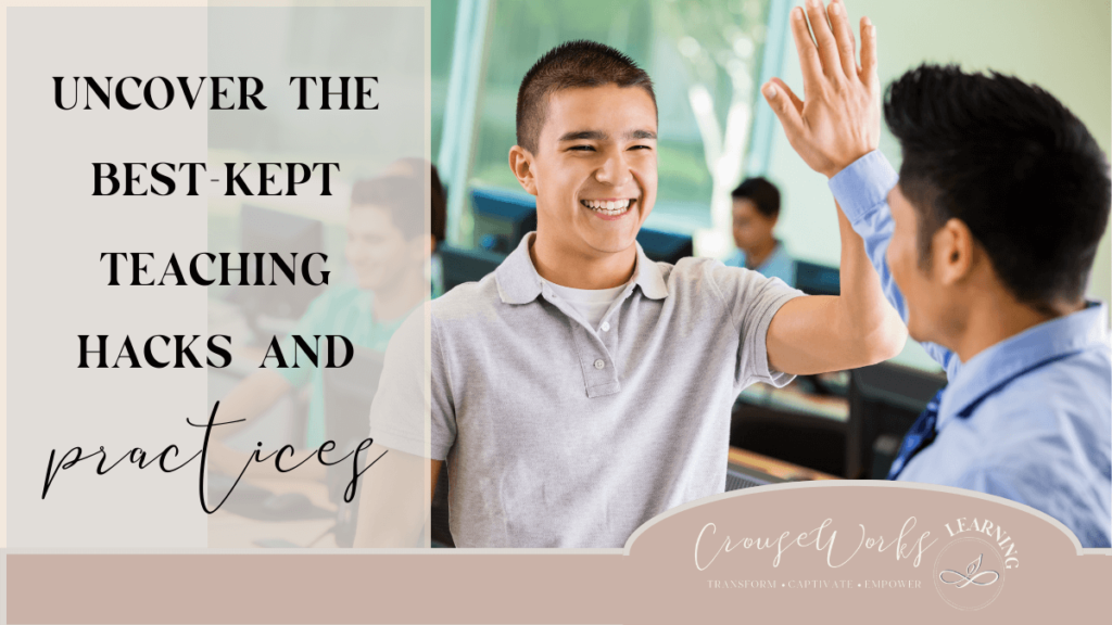 High school student is high fiving science classroom teacher